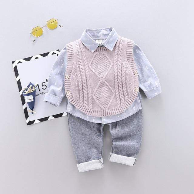 Boy's Clothing Pink / 12M Long-sleeve Shirt Sweater Vest Trouser