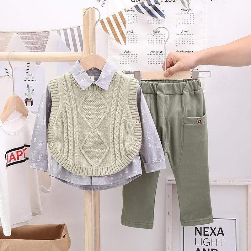 Boy's Clothing Long-sleeve Shirt Sweater Vest Trouser