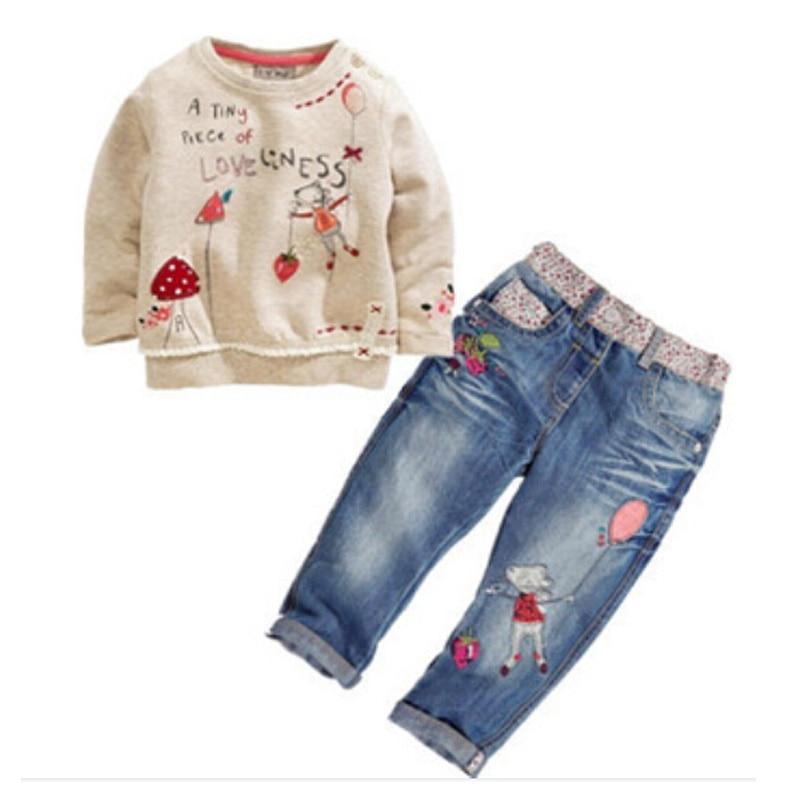 Girl's Clothing Long Sleeve Tops+Jean 2 pcs