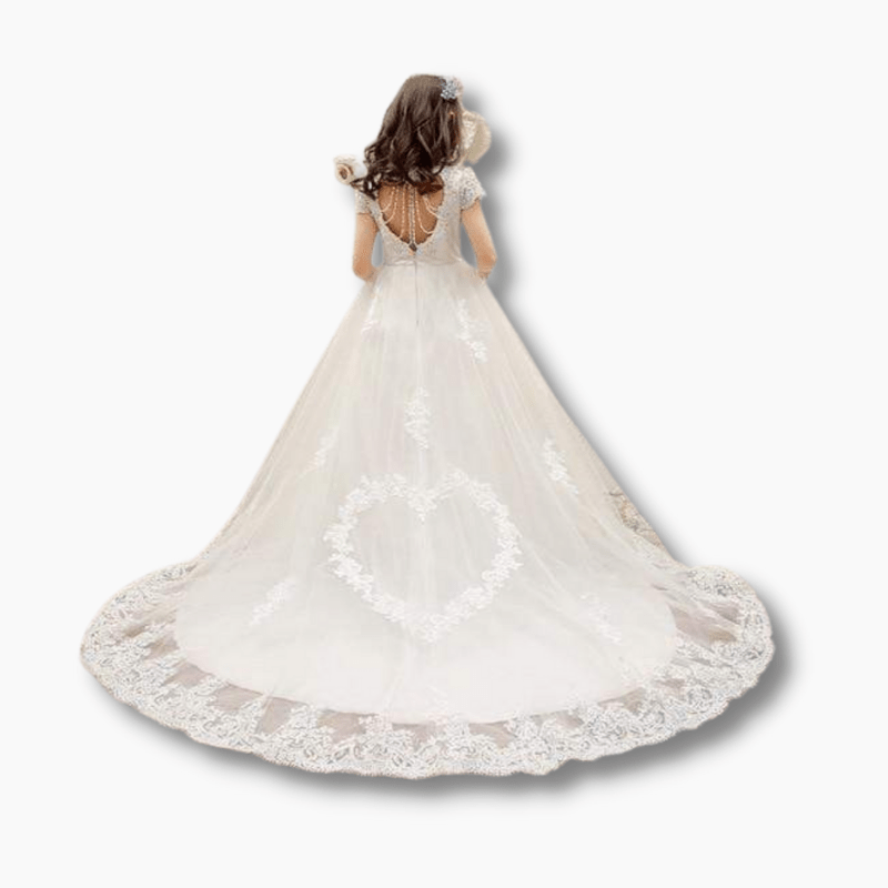 Girl's Clothing Long Train Lace Flower Girl Dress