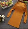Girl&#39;s Clothing dark yellow / 24M Long Turtleneck Knitted Sweater Kids Dress