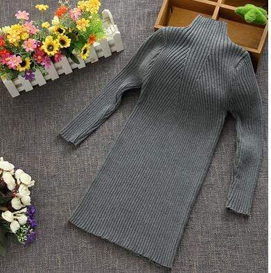 Girl's Clothing grey / 24M Long Turtleneck Knitted Sweater Kids Dress