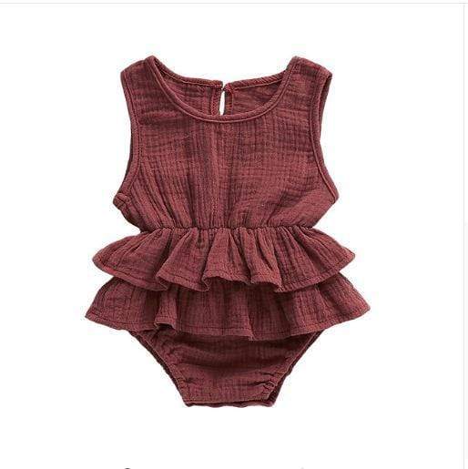 Girl's Clothing Coffee / 6M-70 Lovely Baby Girl Romper