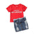 Red / 24M Mini influencer Denim Dress Outfit