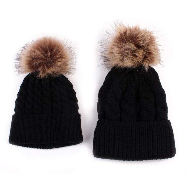 Accessories Black Mom & Baby Matching Beanies