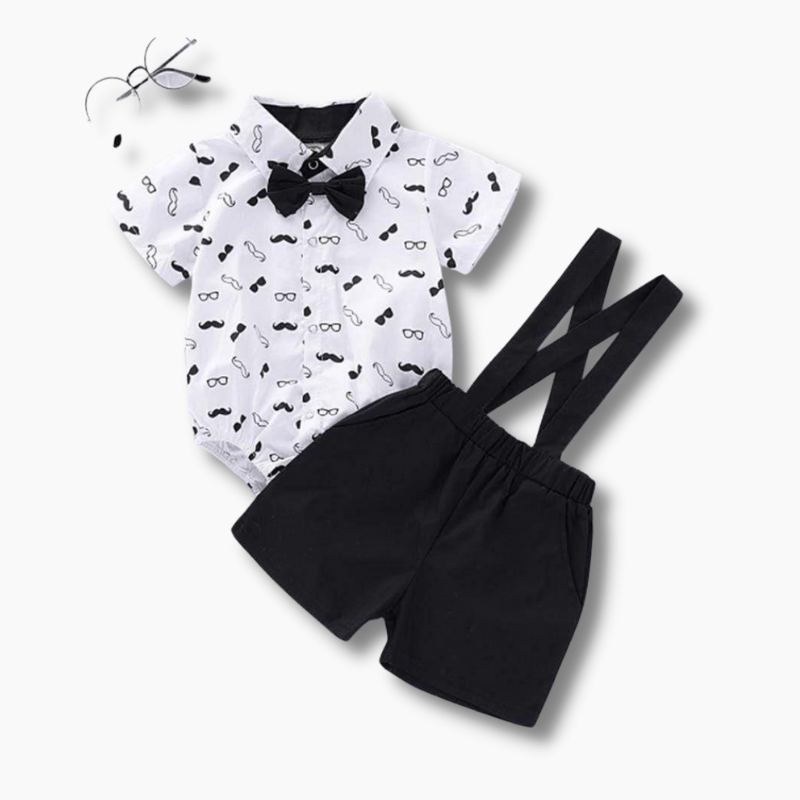 Boy&#39;s Clothing Moustache Overalls Set