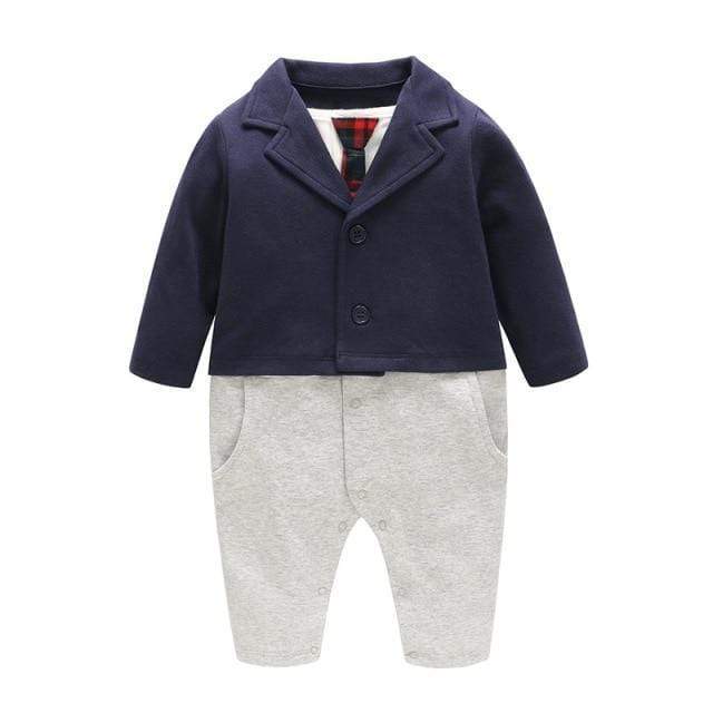 Boy's Clothing Navy Smart Romper Outfit