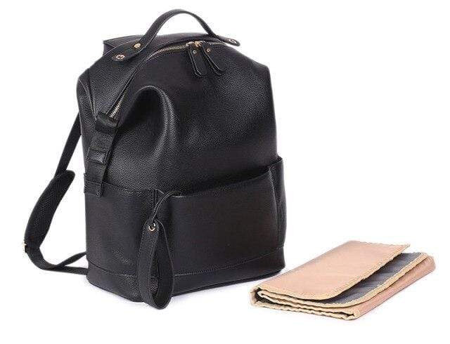 balck NEW Leather Diaper Bag Backpack