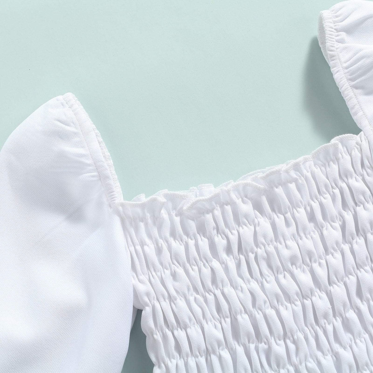 Girl's Clothing Off Shoulder Long Puff Sleeve Outfit