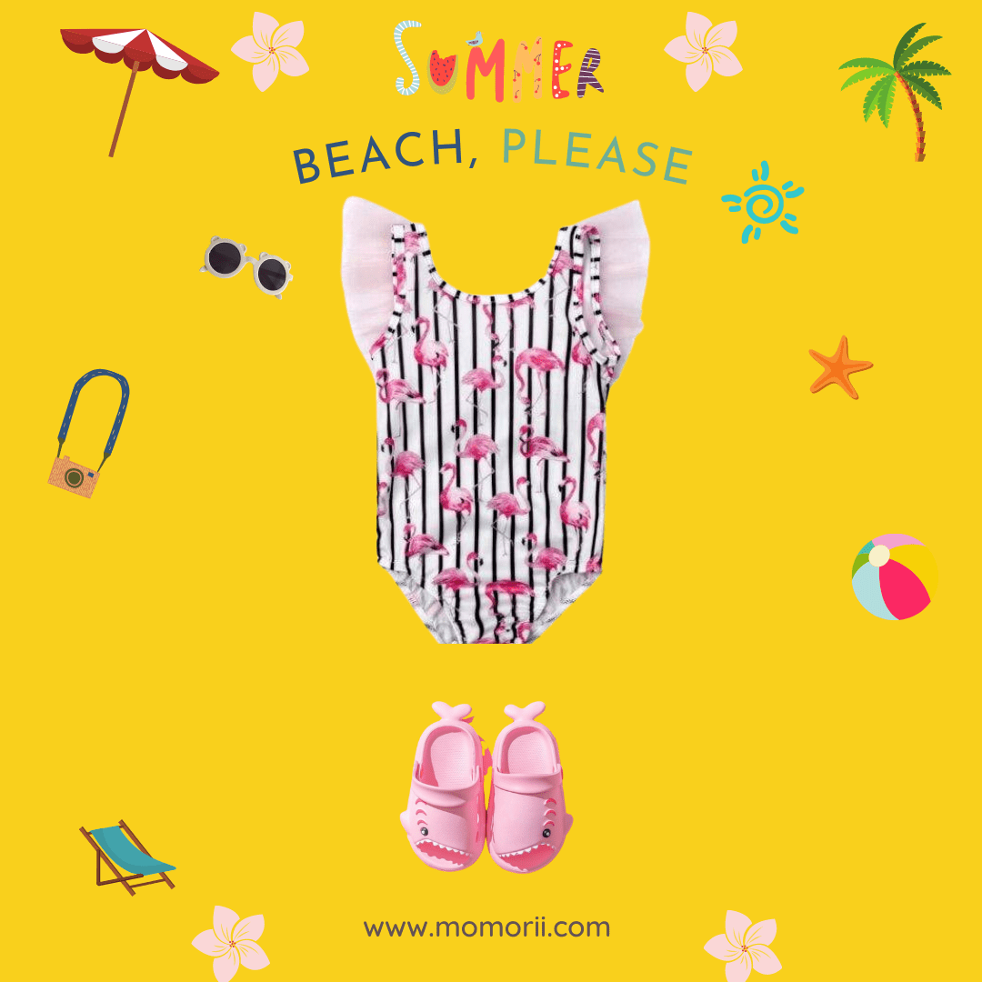 Girl's Clothing One Piece Flamingo Tulle Swimsuit