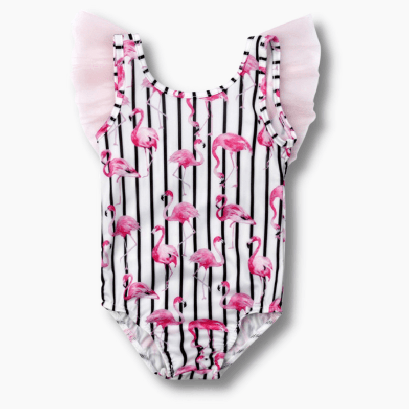 Girl's Clothing One Piece Flamingo Tulle Swimsuit