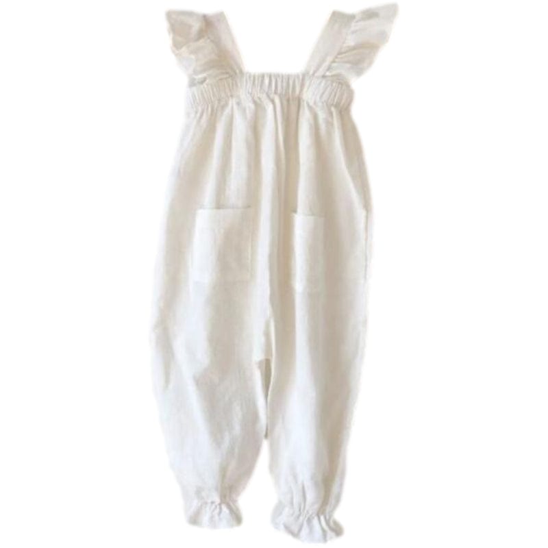 one-piece flying sleeve lace pocket overalls