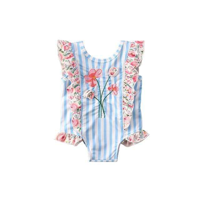 Girl's Clothing Blue / 24M One Piece Swimwear Floral &amp;Striped