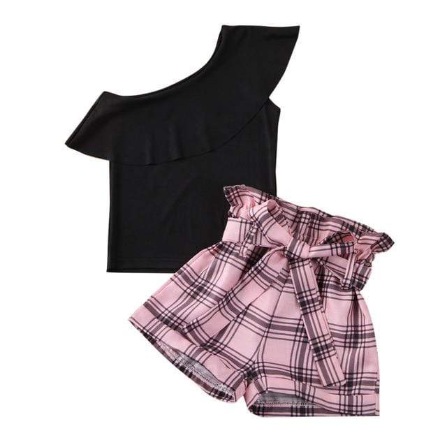 Girl's Clothing Black / 90 One Shoulder Ruffles T Shirts
