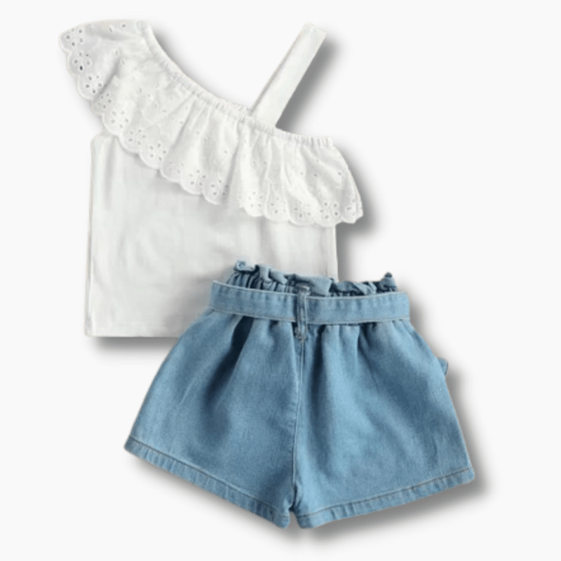 Girl's Clothing One Shoulder Top and Shorts Outfit