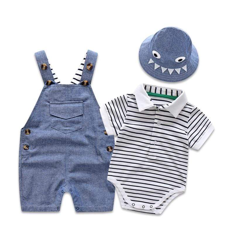 Boy's Clothing Overalls Set with Monster Hat