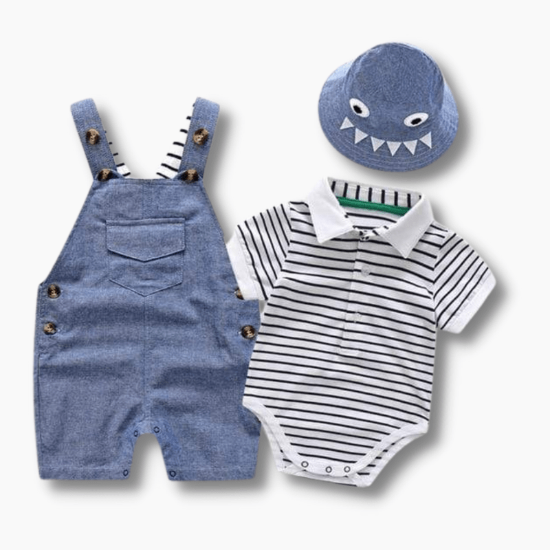 Boy's Clothing Overalls Set with Monster Hat