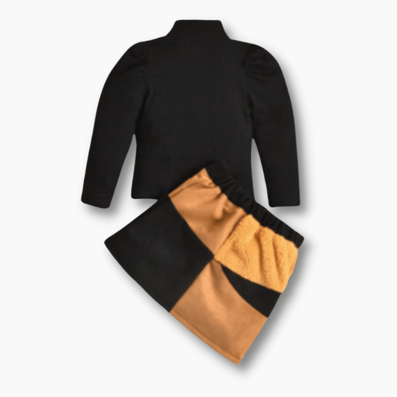 Patchwork Skirt and Turtleneck Outfit