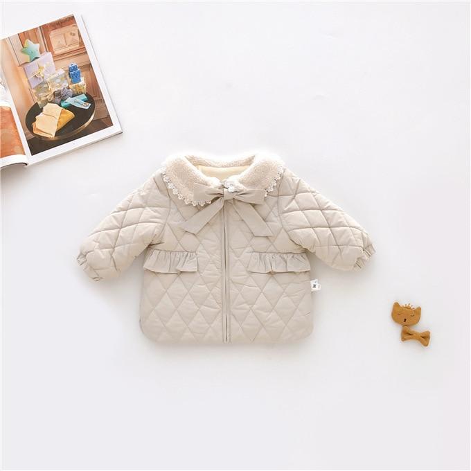 Girl's Clothing Peter Pan Collar Bow Fleece Jacket