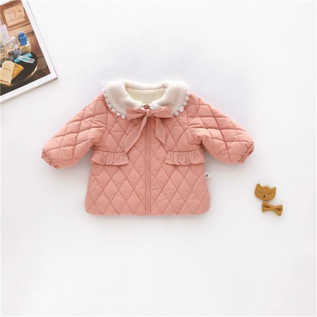 Girl's Clothing 1 / 3M / China Peter Pan Collar Bow Fleece Jacket