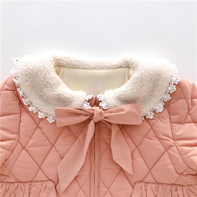Girl's Clothing Peter Pan Collar Bow Fleece Jacket