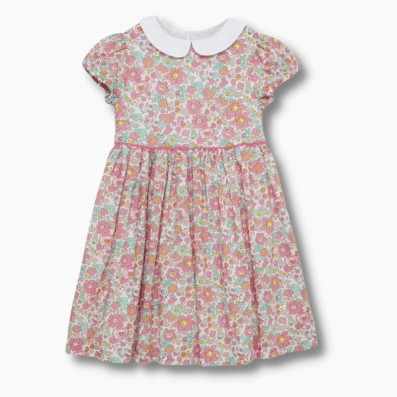 open lace back dress Peter Pan Collar Dress in Tulip Pink Pointelle 2