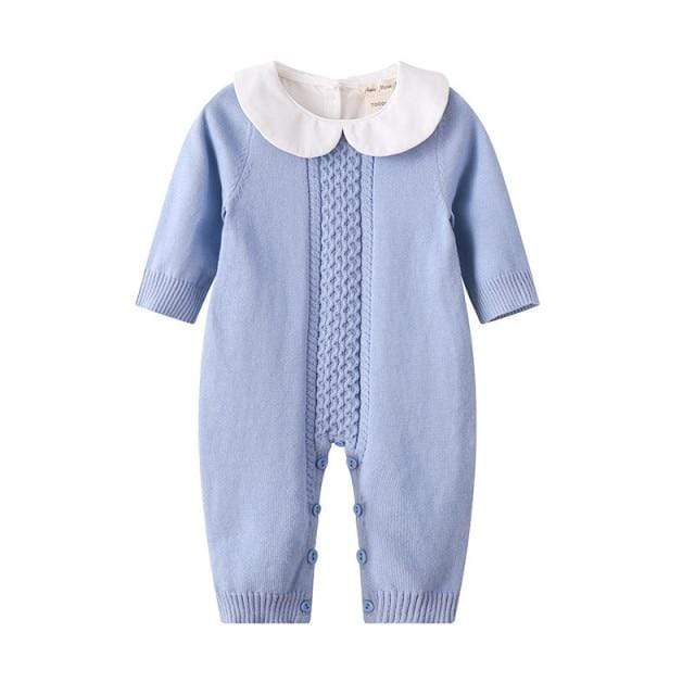 Girl's Clothing Sky Blue / 6M Peter Pan Collar Knit Romper