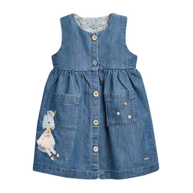white christmas dresses Pinafore Sleeveless Dress, Blue Unicorn / 3T