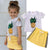 Girl's Clothing Pineapple Print Top T-shirt Bottom Skirts Outfit