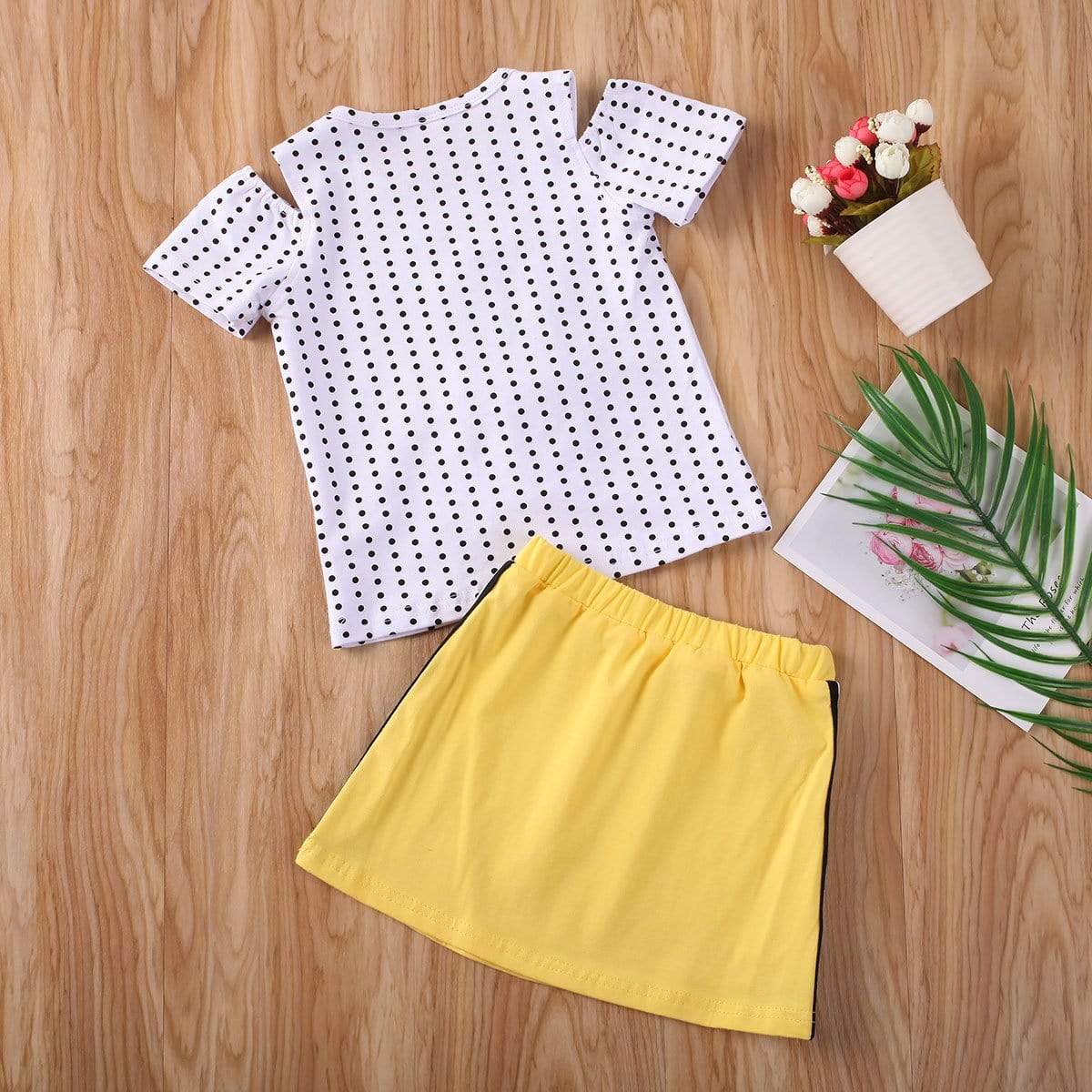 Girl's Clothing Pineapple Print Top T-shirt Bottom Skirts Outfit
