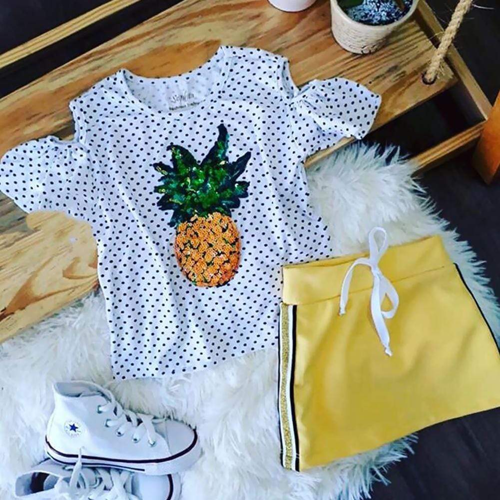 Girl Pineapple Print Outfit - Momorii