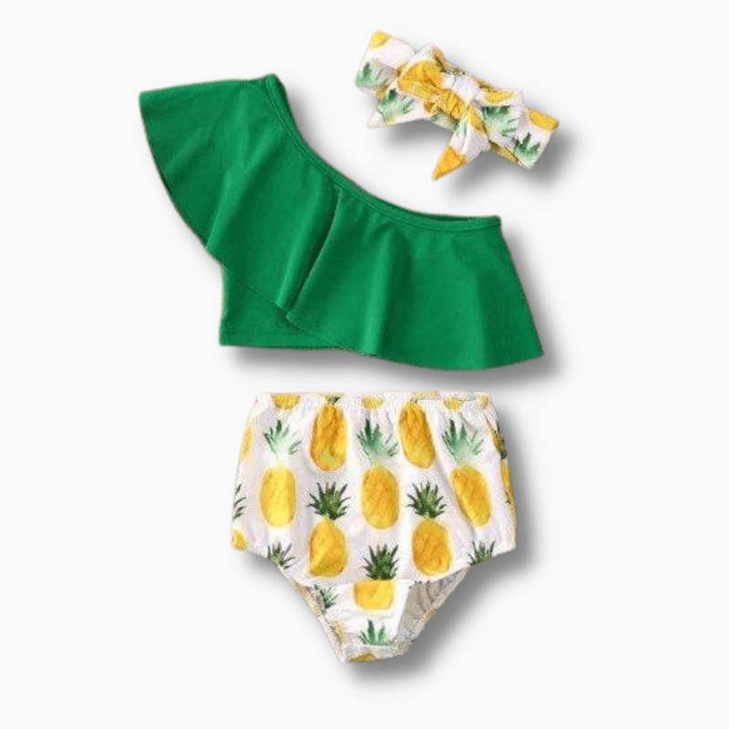 Girl's Clothing Pineapple Printed Ruffles Swimsuit