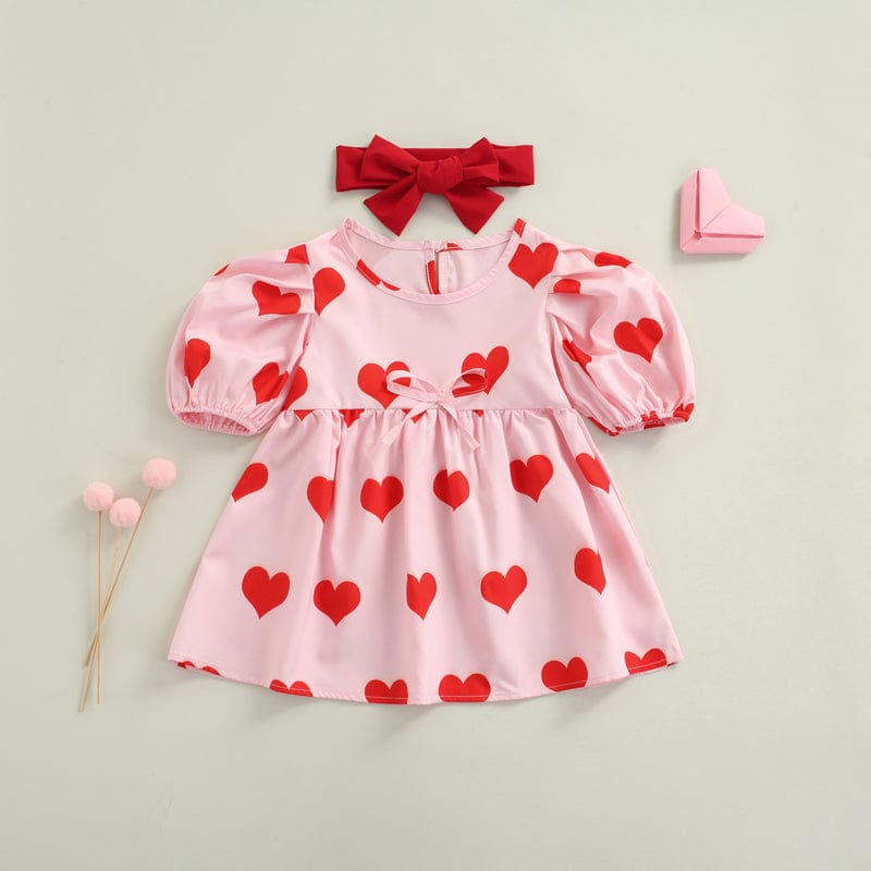 3T Pink Heart Print Dress