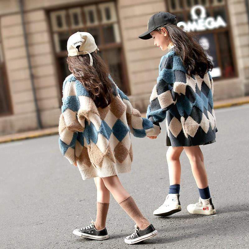 Girl's Clothing Plaid Cardigan