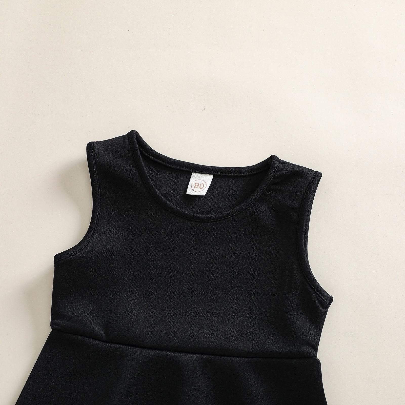 Girl's Clothing Plaid Printed Long Sleeve T Shirts+Solid Sundress Set