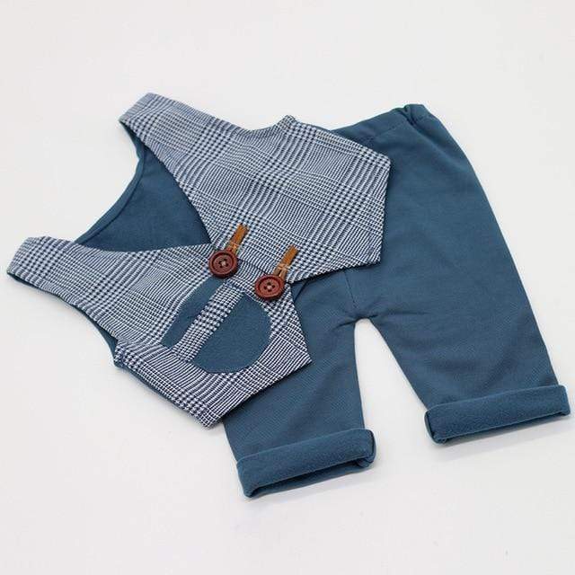 Blue Plaid Waistcoat+Pants