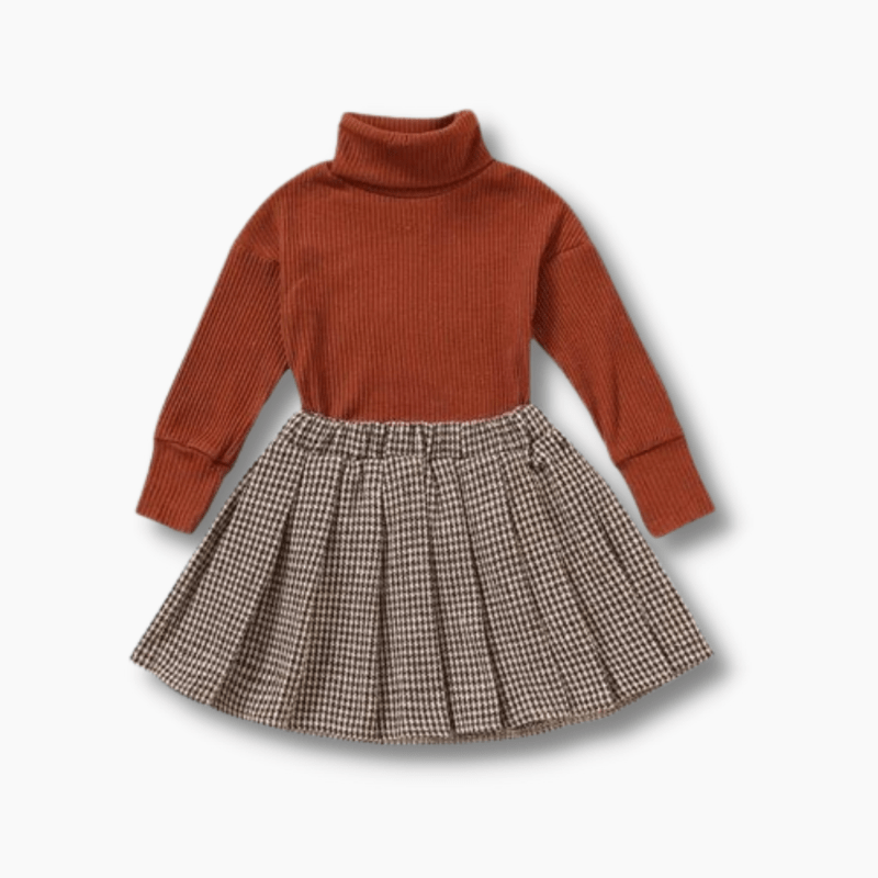 Girl's Clothing Pleated Skirt and Top Set