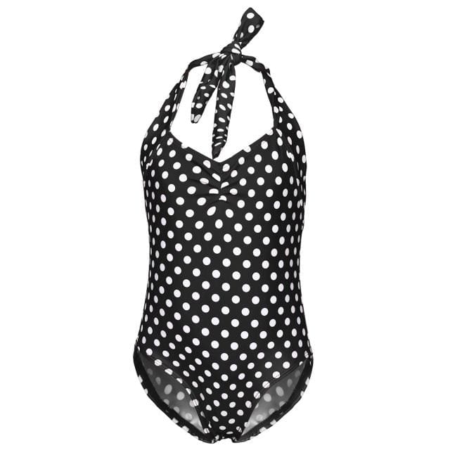 Girl's Clothing Black / 4 5 Years Polka Dots Halter Swimsuit