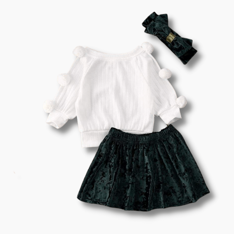 Girl's Clothing Pompom Sleeve Sweatshirt Outfit