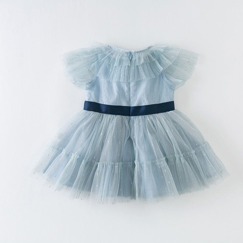Gray Blue Girl Tulle Dress, Gray Blue / 6T Gray Blue Girl Tulle Dress, Gray Blue / 6T