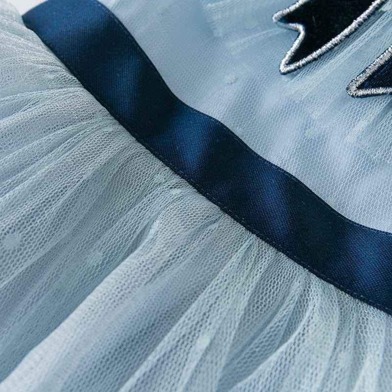 princess bow solid mesh dress
