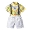 Boy&#39;s Clothing Printed Sets Shirt + Shorts with Belt Bow Outfit