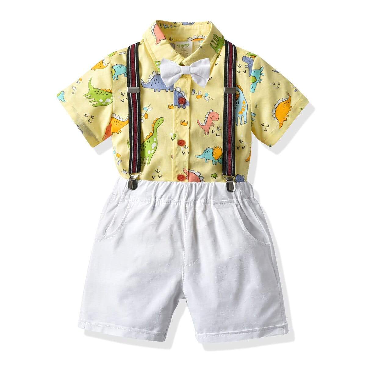 Boy's Clothing Printed Sets Shirt + Shorts with Belt Bow Outfit
