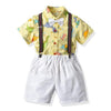 Boy&#39;s Clothing 4 PIECES / 18M / China Printed Sets Shirt + Shorts with Belt Bow Outfit
