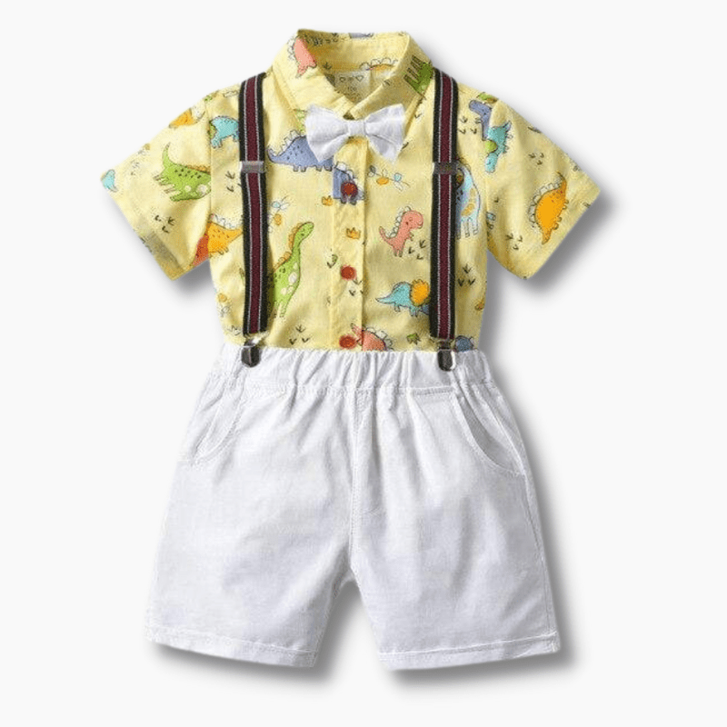 Boy's Clothing Printed Sets Shirt + Shorts with Belt Bow Outfit
