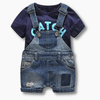 Boy&#39;s Clothing Printed T-shirt with Denim overalls
