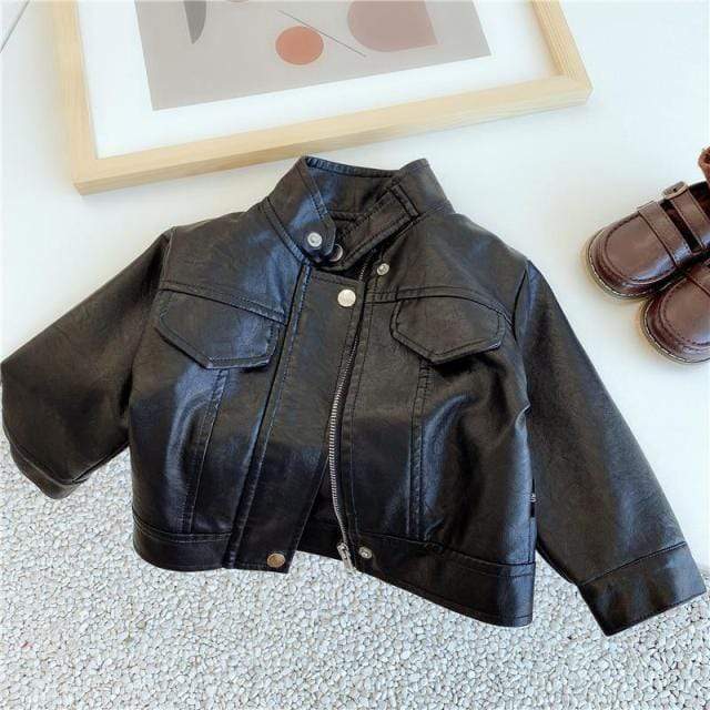Girl's Clothing black 2 / 24M PU Coat Jacket