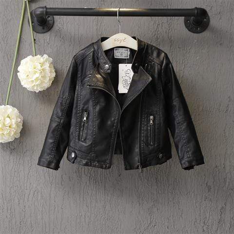 Girl's Clothing black 4 / 6T PU Coat Jacket