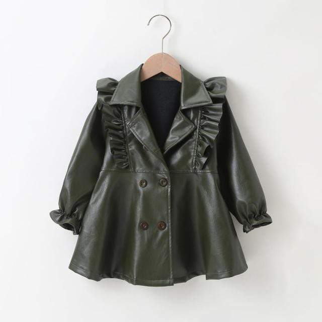 Girl's Clothing green / 7T PU Leather Fashion Leather Dresses