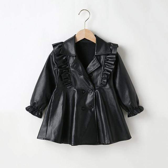 Girl's Clothing black / 7T PU Leather Fashion Leather Dresses